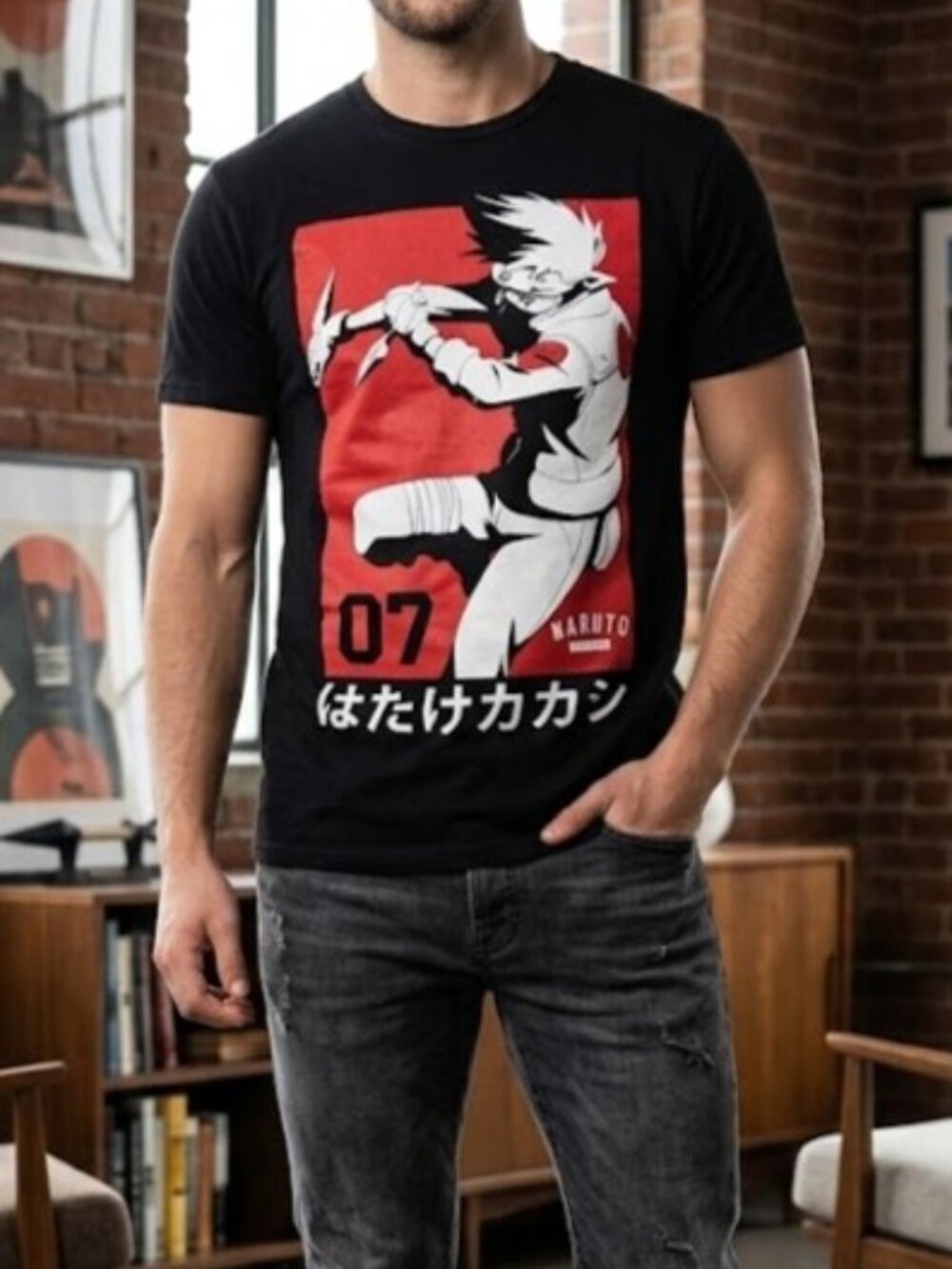Naruto Shippuden Kakashi Hatake Graphic T-Shirt - Size Medium - Picture 3 of 4